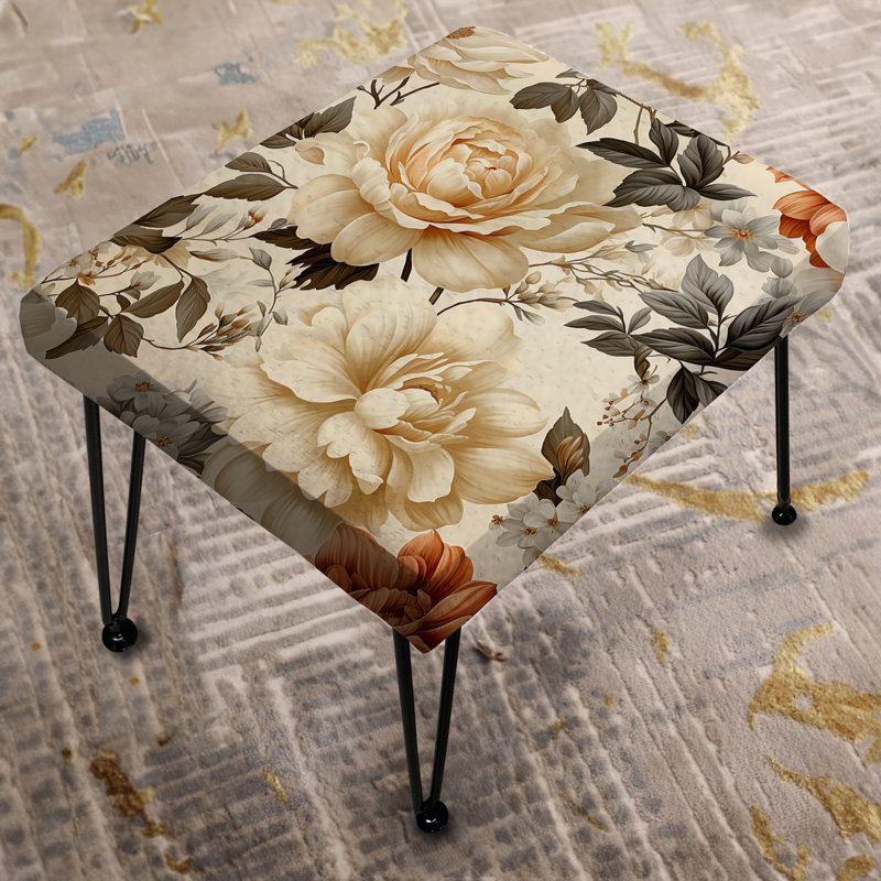 Repose-pieds rectangulaire beige en patchwork