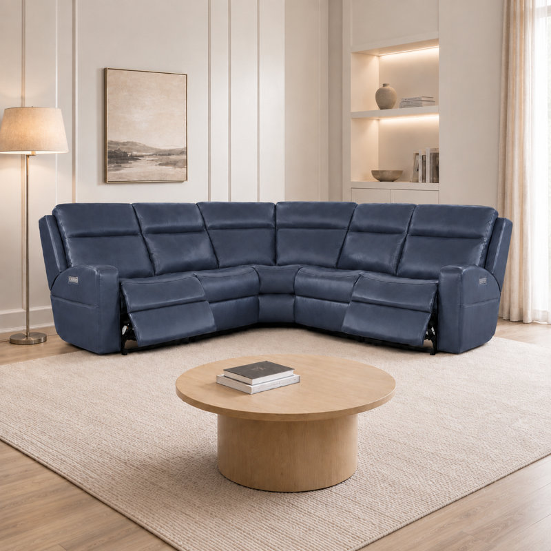 Canapé modulaire inclinable en cuir en L à triple puissance avec gravité zéro et port USB intégré