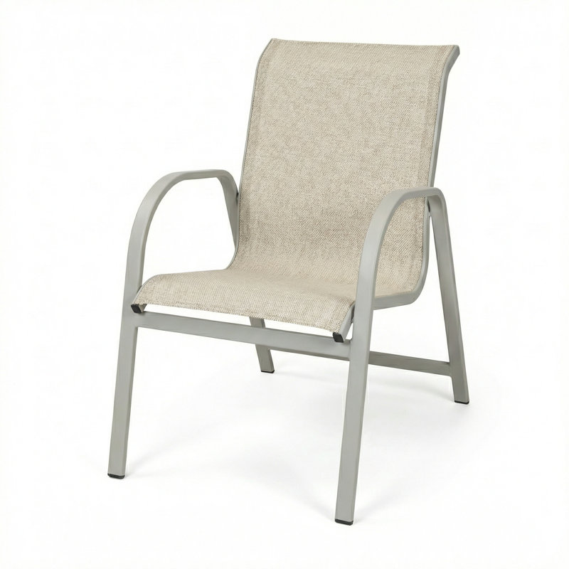 Windward Outdoor Ocean Breeze Arm Chair, Augustine Oyster II Sling/Matte Gray