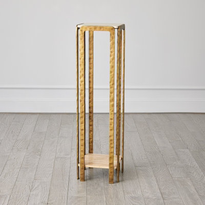 Kraft Pedestal-Light Bronze W/Travertine by Studio A Home