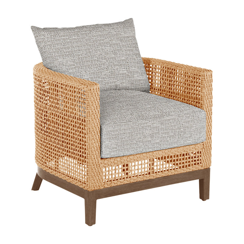 Peninsula Barrel Chair, Light Raffia/Natural Sandalwood, No welt + Standard fill, Tweed Toffee