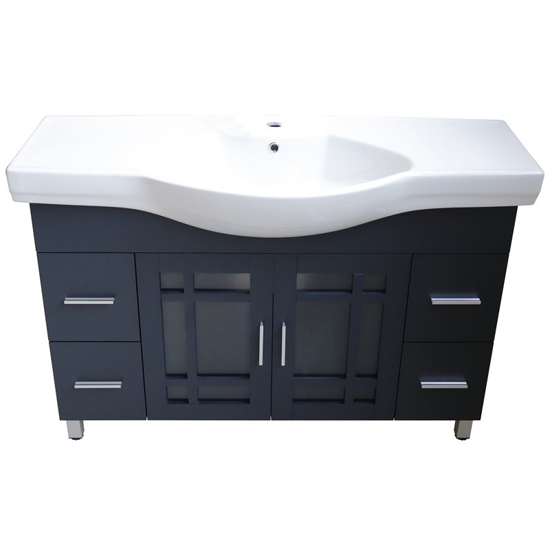 Ensemble de meuble-lavabo simple 48 po Locksly, Gris foncé