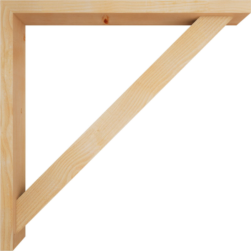 4"W x 40"D x 40"H Traditional Block Rough Sawn Bracket w/ Offset Brace, Douglas Fir, 40 x 40, 4"W Douglas Fir (Rough Sawn)