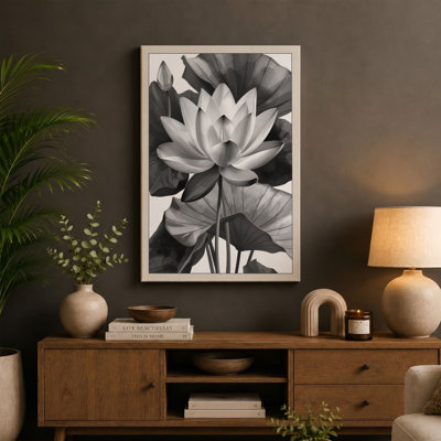 Lotus in Bloom Botanical - Wrapped Canvas