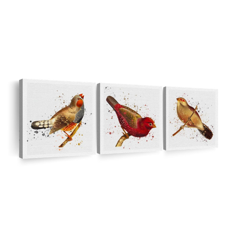" Tiny Birds " 3 - Pieces, 8" H x 26" W x 1" D