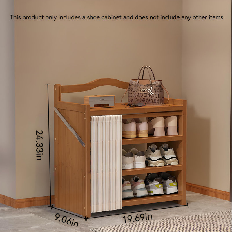 Non Installation Foldable Bamboo Shoe Rack Multi Layer Large Capacity Storage Cabinet Dormitory Home Simple Storage Rack, Tan