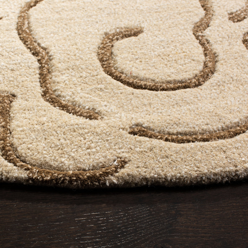 McGreggor Hand Tufted Wool And Viscose Floral Rug, Round 6'