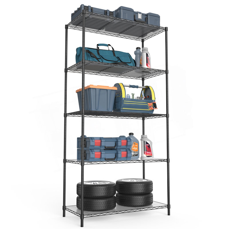 5 Tier Shelf Wire Shelving Unit, Black