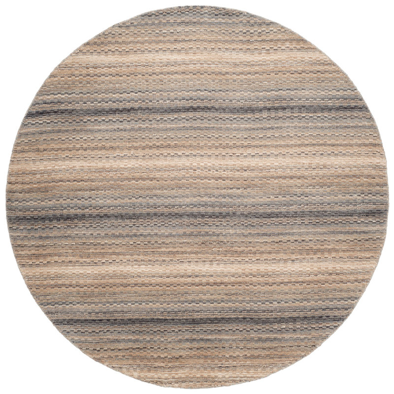 Tapis gris / brun en laine Hossain, Rond 6 pi