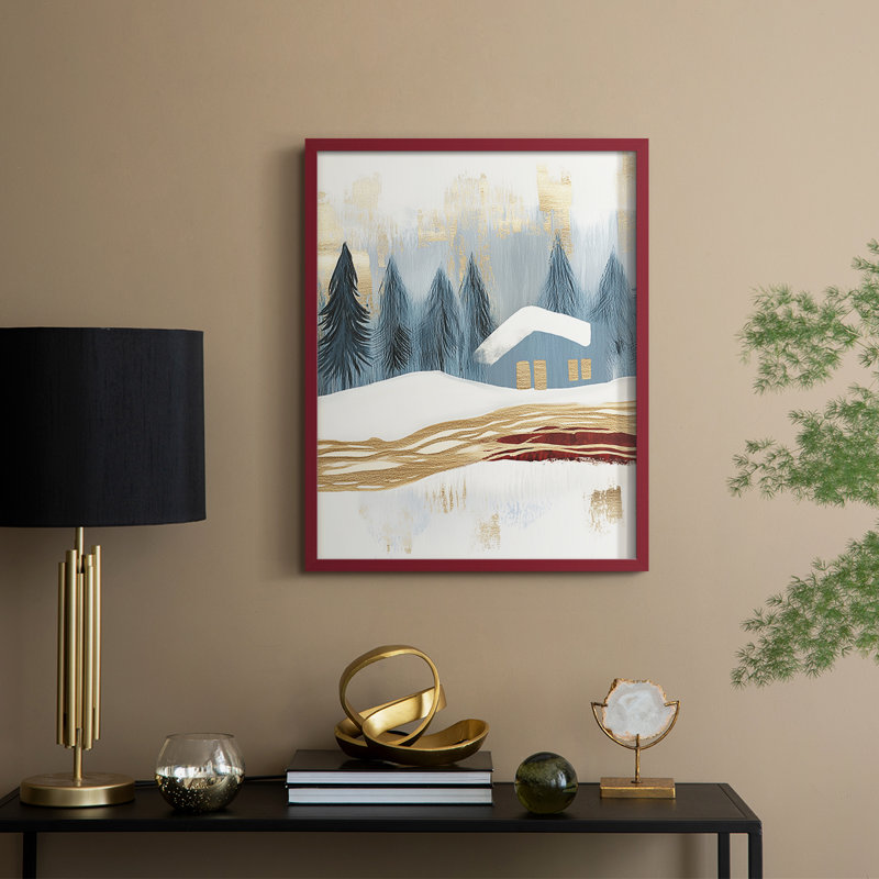 «Christmas Holiday Art CCLxxxiv», reproduction d'art encadrée - bois massif, H 15 po x l 12 po, Rouge