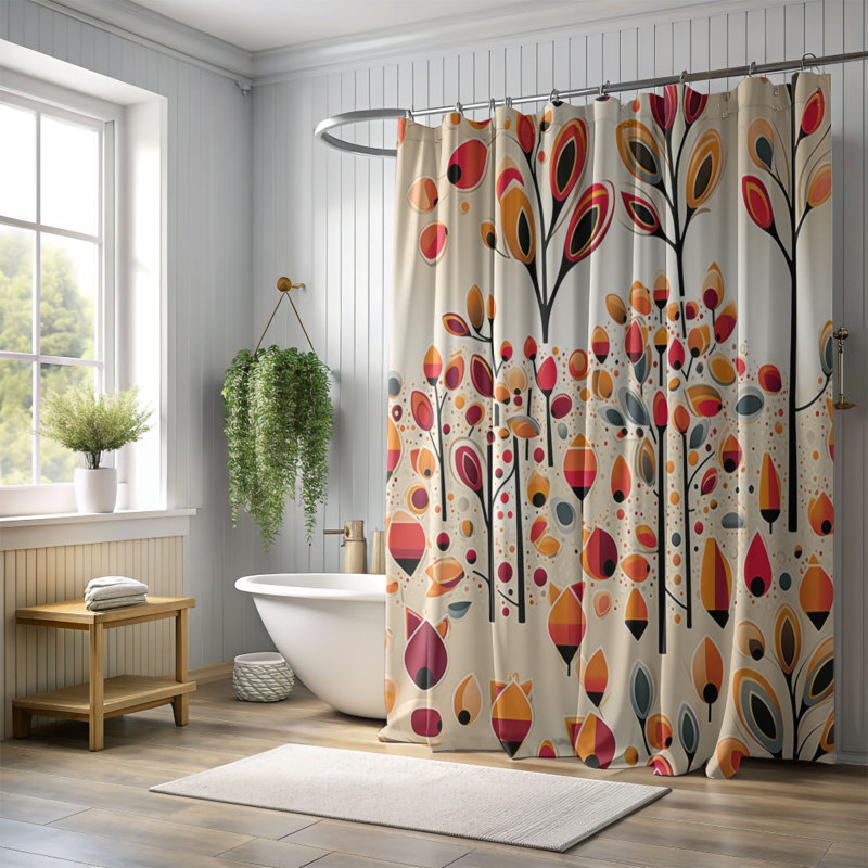 Braina Abstract Shower Curtain, 74"H x 71"W