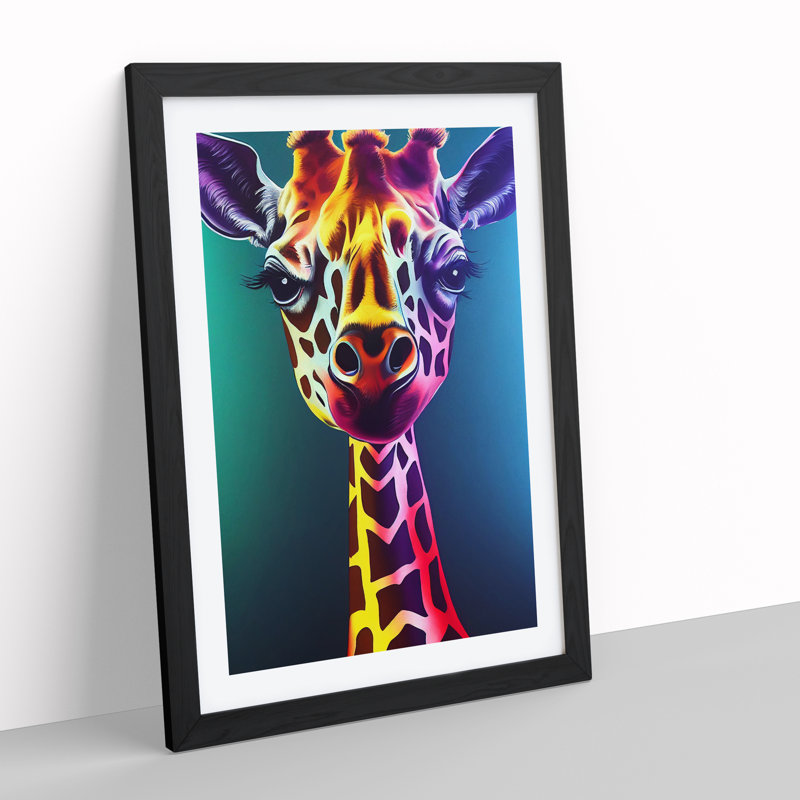 XC1022-1589X Colourful Giraffe No.3 - Wrapped Canvas Print, 64cm H x 46cm W, Black