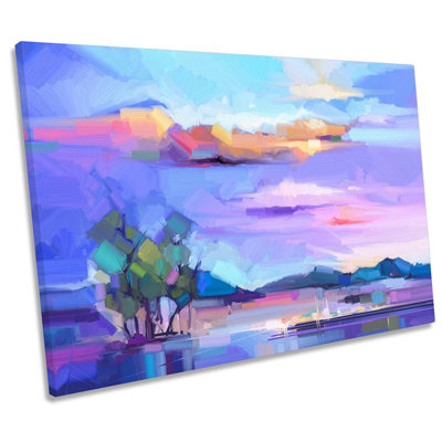 Purple Abstract Landscape Framed - Wrapped Canvas Print
