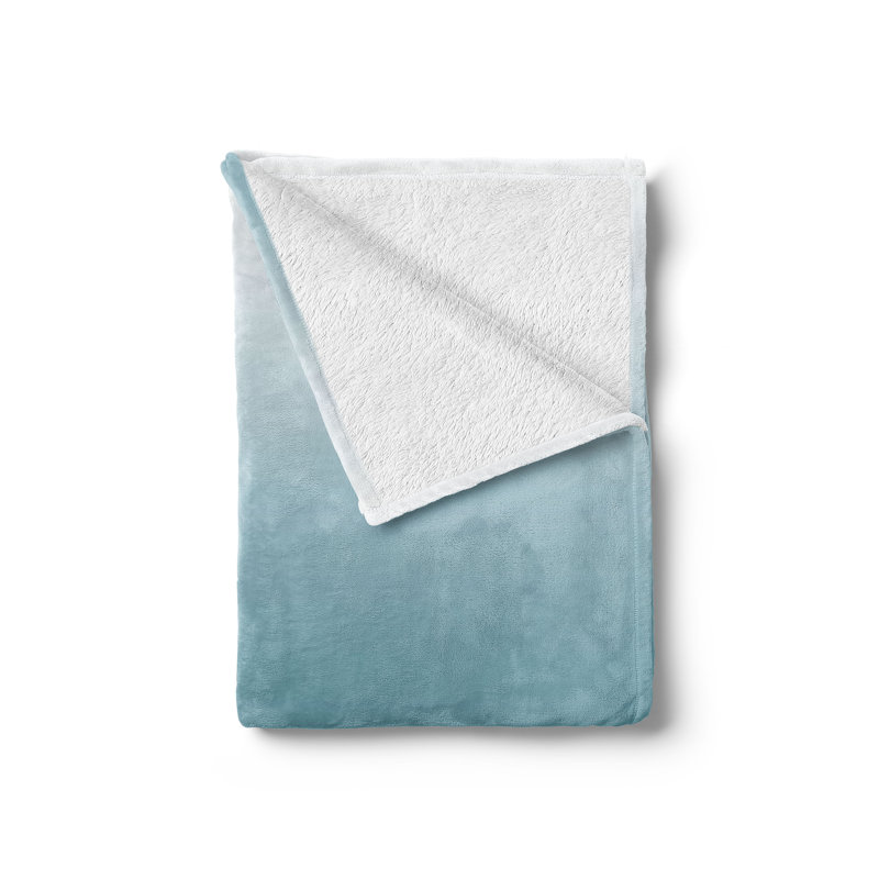 Hand Woven Throw Blanket, White/Blue Ombre, 50" W x 60" L