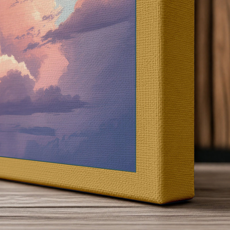 Golden Hour Clouds Modern - Wrapped Canvas, 24x16 - 61.0 x 40.6 cm, Ochre Border