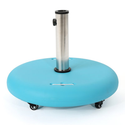 Outdoor Umbrella Holder - Concrete & Stainless Steel, Teal, 21.31"x21.31"x16.78", Accommodates 1.6"-2.2" Pole, Up To 11ft Reachable Stable Base Material, Steel Holder, For Compatible