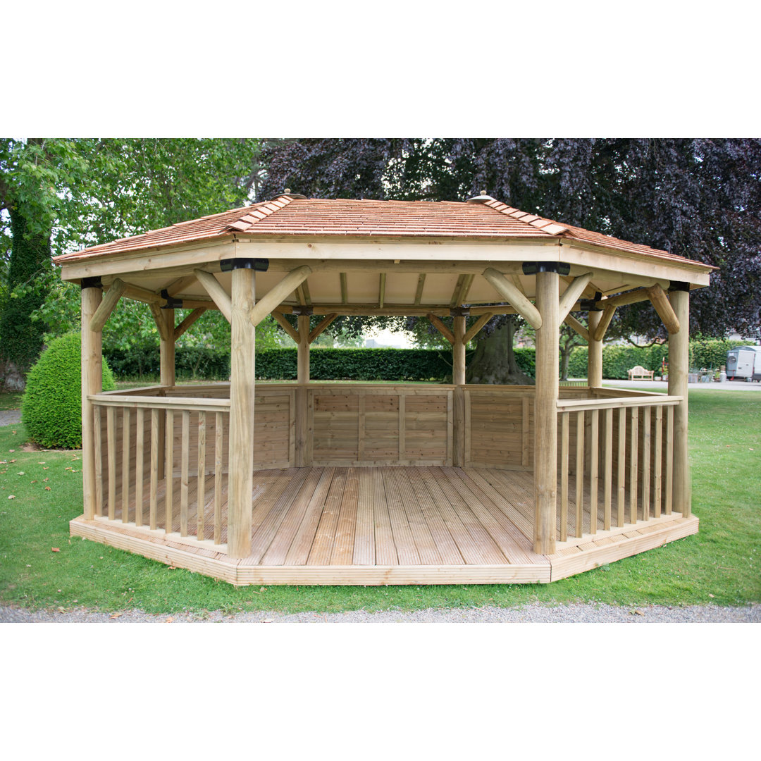 5.3m x 3.8m Wooden Gazebo with Cedar Roof with Installation Service