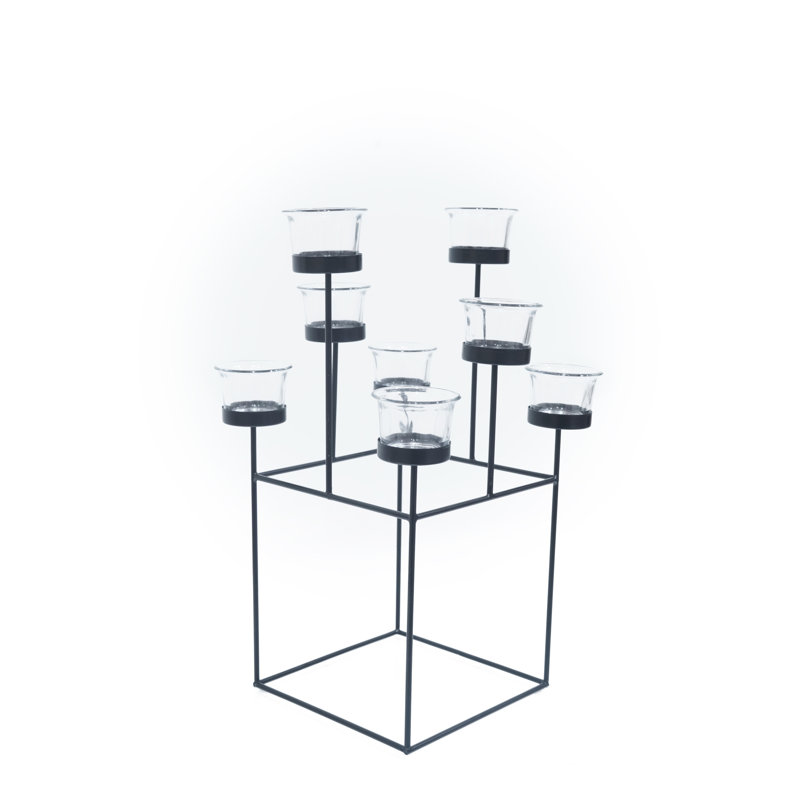 15.7'' H Glass Tabletop Candelabra