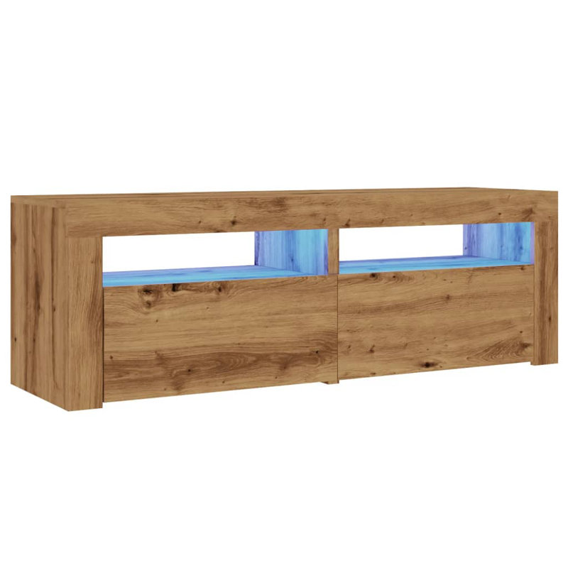 Letizia TV Cabinet with LED Lights 120x35x40 cm, Artisan Oak
