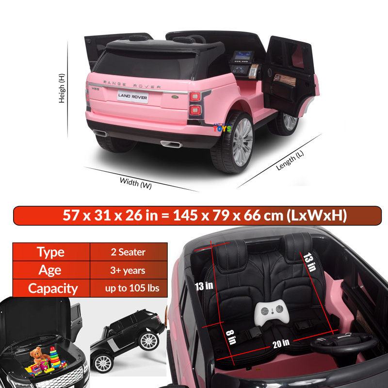 Americas Toys Project 24 Volt 2 Seater Battery Powered Ride On Car with Mp4 Player, Pink