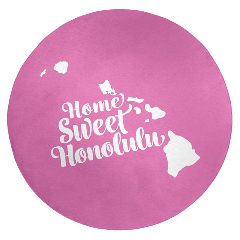 Tapis en poly-chenille honolulu hawaii, Rond 5 pi