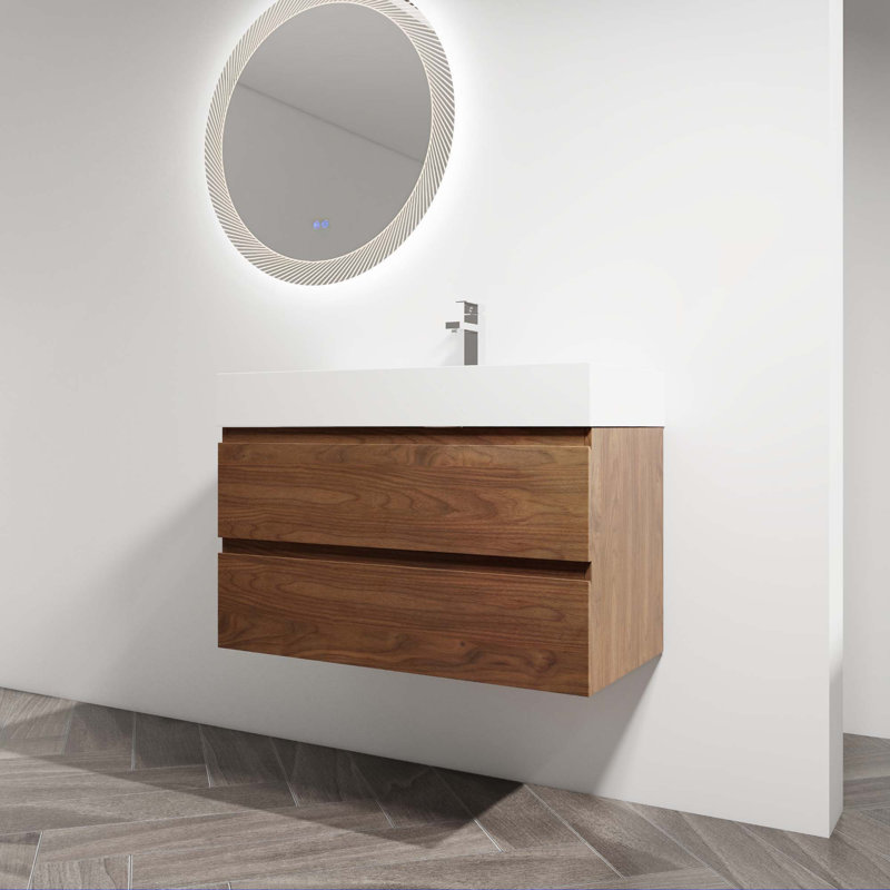 Meuble-lavabo mural avec lavabo en résine