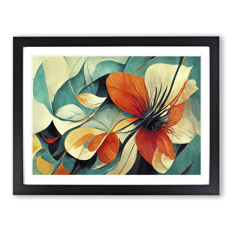 Flowers Abstract Vol.5 - Single Picture Frame Print, Black Framed, 46cm H x 64cm W x 2cm D