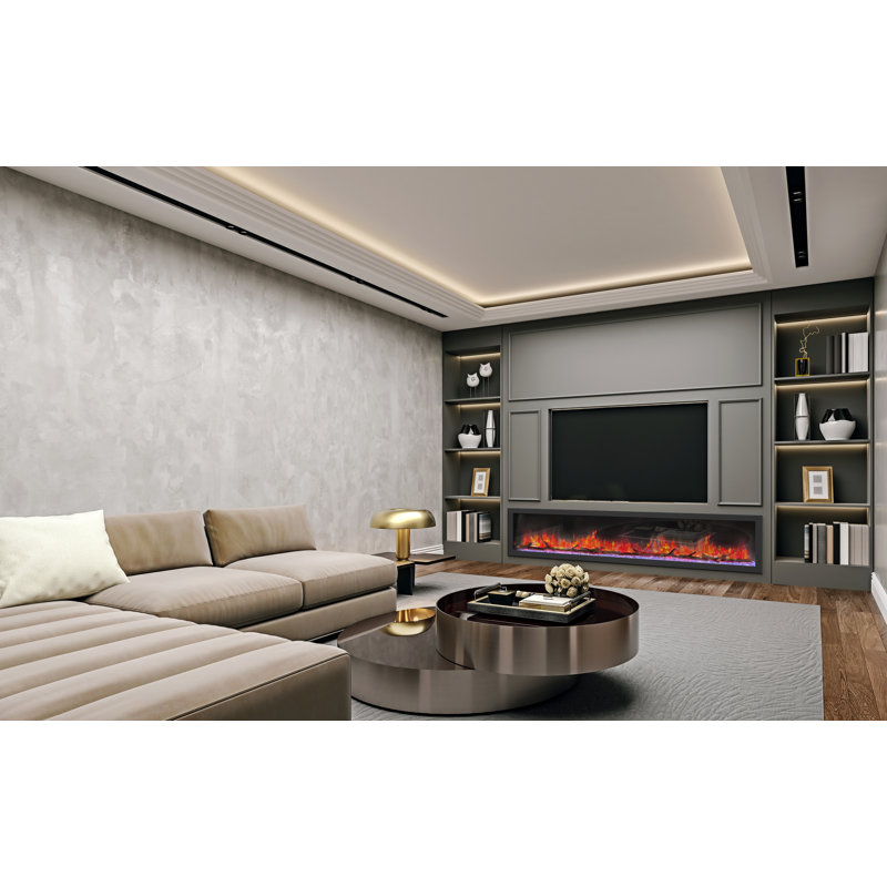 Dynasty Cascade Wall Mount Linear Electric Fireplace - Smart Technology Enabled - 400 SQ. FT., 20.25" H x 82.5" W x 6.5" D
