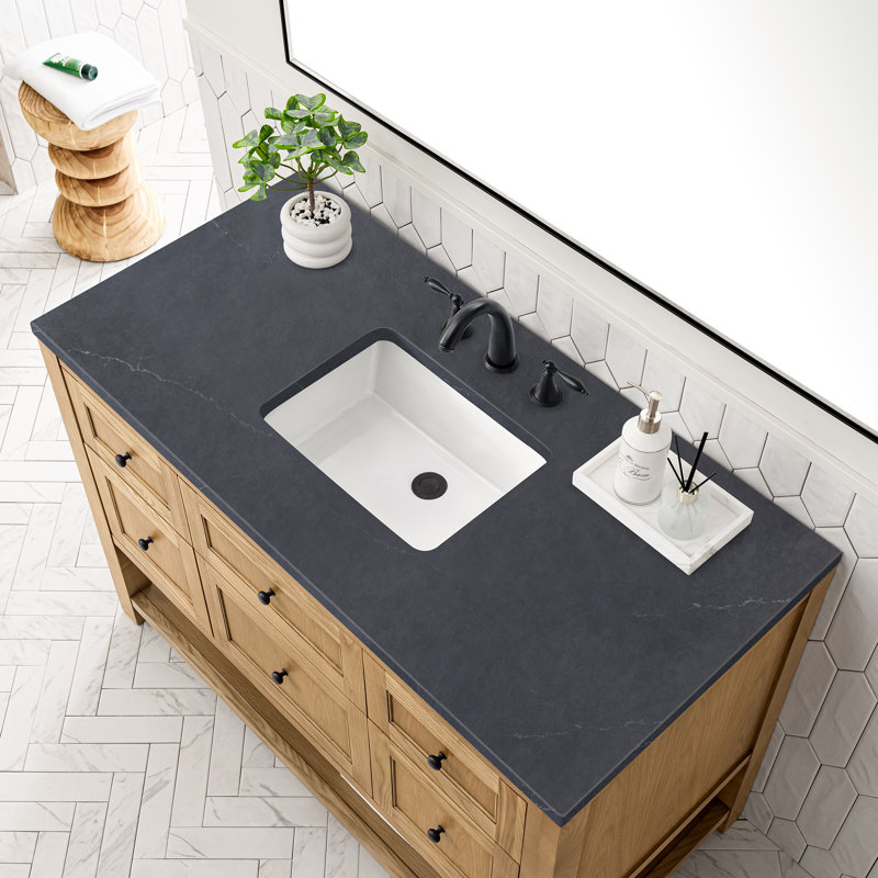 Breckenridge 48'' W Single Vanity, Light Natural Oak, Charcoal Soapstone, 8" Widespread