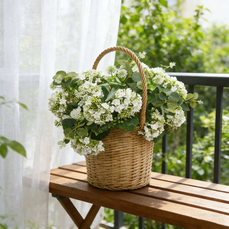 Simulé boule de neige fleur 2 branches 7 fourche boule de neige fleur en plastique décoration de la maison fleur artificielle