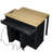 47-inch Extendable Kitchen Island, Rubberwood Top Kitchen Dining Table, with Internal Storage Shelves, Power Outlets, Kitchen Island with 2 Drawers and 2 Cabinets, Black-1348216865
