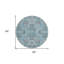 Tapis extérieur rond lavable floral bleu ciel et gris anthracite 8 pi