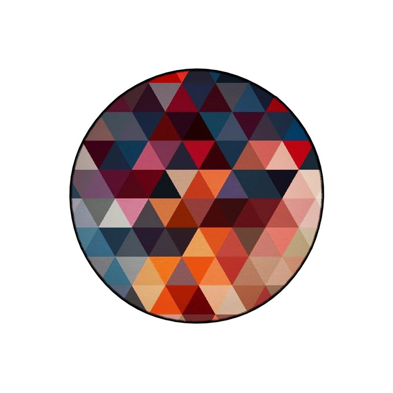 Multicolored Triangle Patterned Woven Base Decorative Carpet, Round 4'