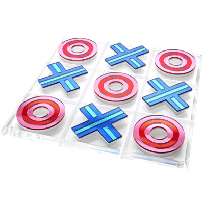 Pink and Blue Striped Acrylic Tic Tac Toe