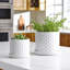 Ensemble de pots à fleurs en céramique à finition surélevée à finition brillante pour l'intérieur et l'extérieur, ensemble de 2 - 10 po, 9 po blanc