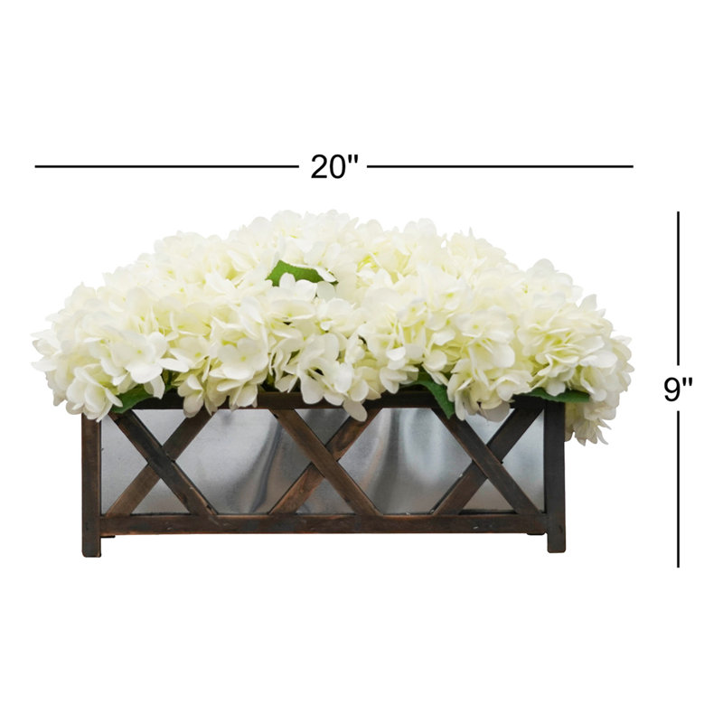 Silk Hydrangea Arrangement in Planter