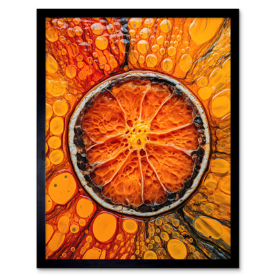 Rockoff Dried Orange Slice Vibrant Macro Liquid Painting 1 Piece Single Picture Frame Wall Art