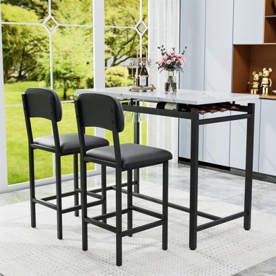 Compact Space-Saving Kitchen Table Set With Comfortable Padded Chairs