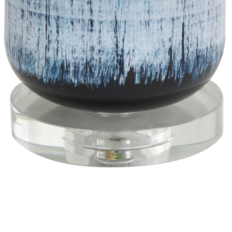 Glass Abstract Brushed Blue Accent Lamp with Glass Base