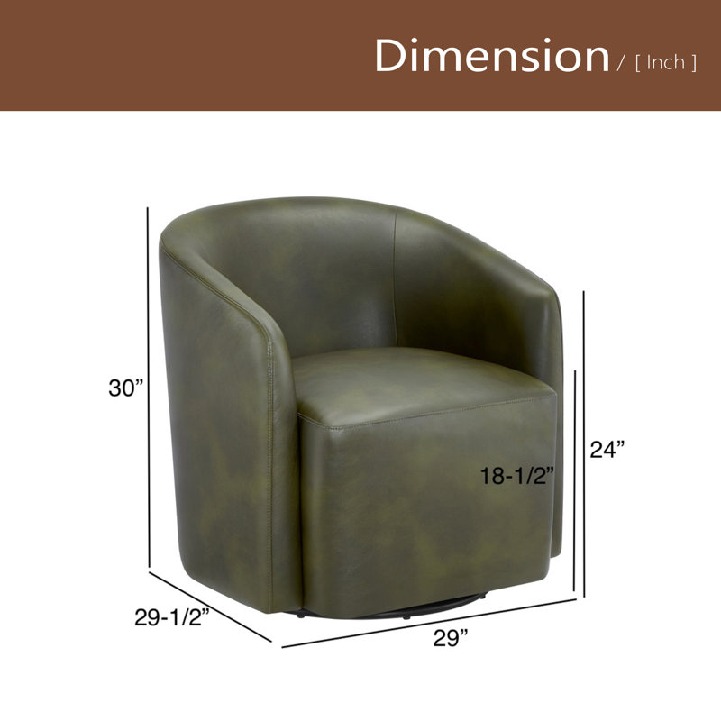 Fauteuil demi-tonneau pivotant en similicuir, Vert