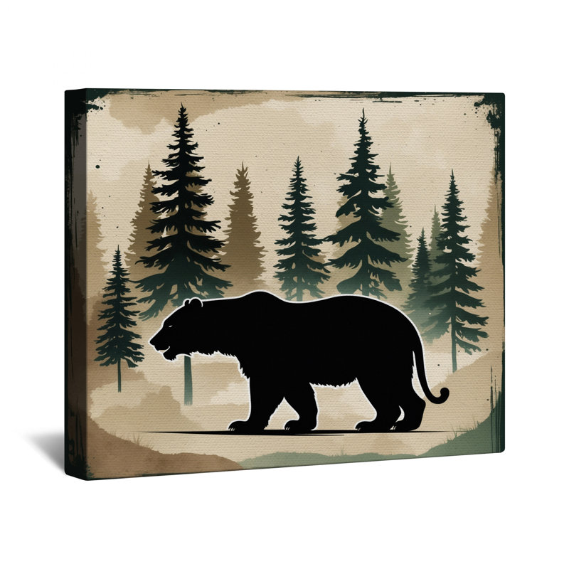 Bear In Forest Silhouette Canvas Gallery Wrap in Many Sizes, 16 x 20 inches