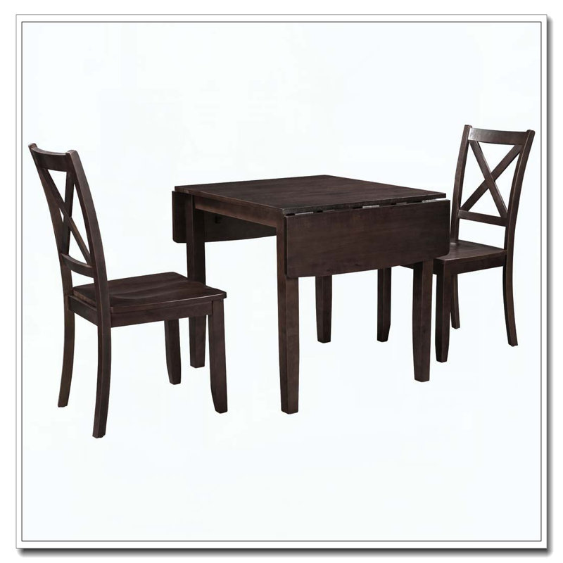 Ensemble de table de salle à manger en bois à abattants avec dossier en X, Espresso