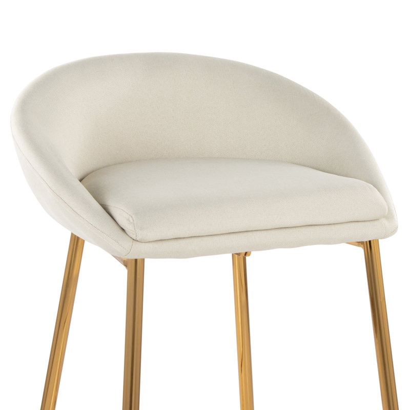 Maddison Brielle 25.75" Fixed-Height Counter Stools, Cream Polyester / Gold Frame