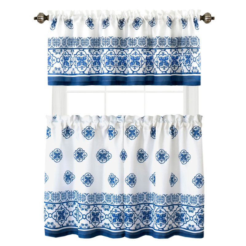 Guven Kitchen Window Valance, Blue