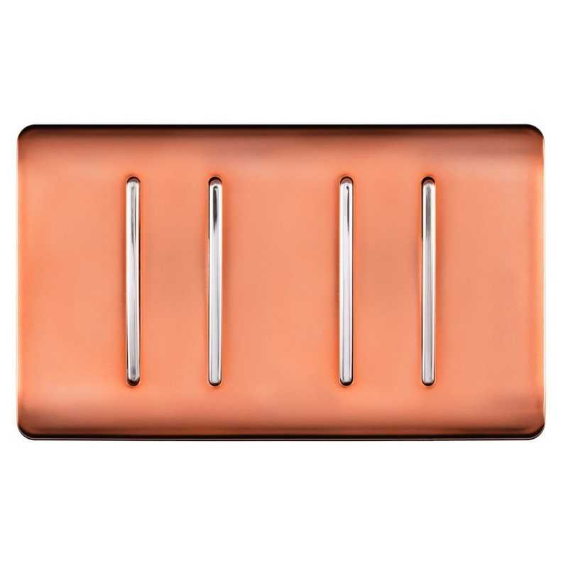 Trendi Switch 4 Gang Light Switch (3x 1 or 2 Way & 1 x Intermediate), Copper