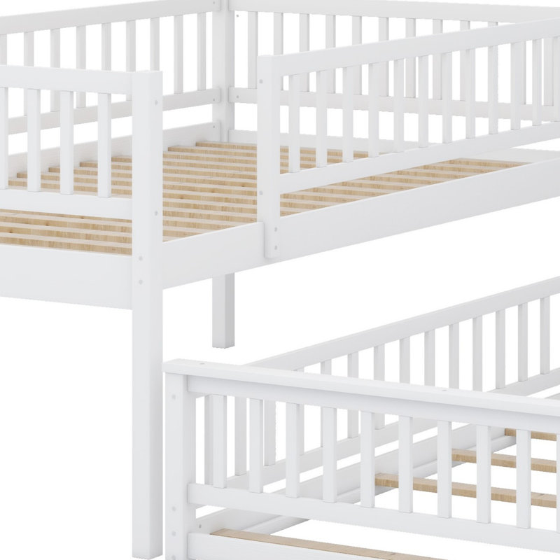Bunk Bed With Ladder And Guardrails, White
