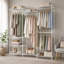 174cm 4 Rail Wire Garment Rack with 8 Shelves Freestanding Open Wardrobe-1742321407