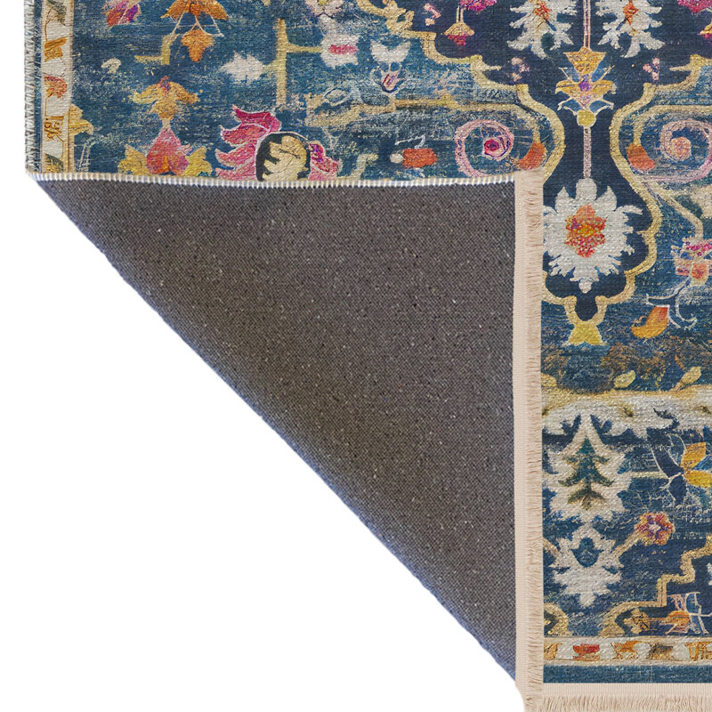 Tapis décoratif multicolore à motif floral, Rectangle 4 pi 7,12 po x 6 pi 6,74 po