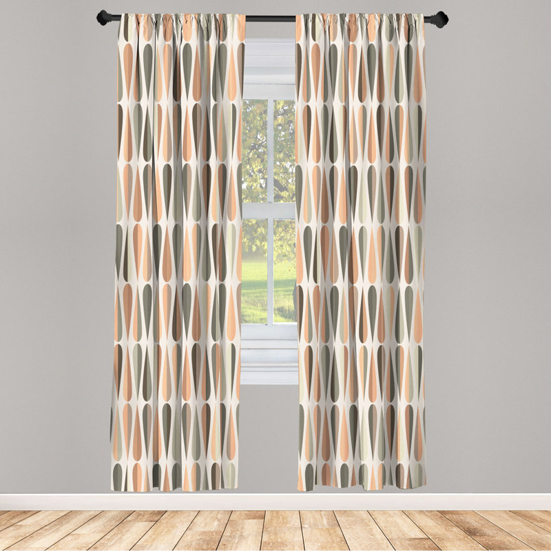 Microfiber Floral Semi-Sheer Rod Pocket Curtain Panels, 28" W x 95" L, Gray/Light Orange