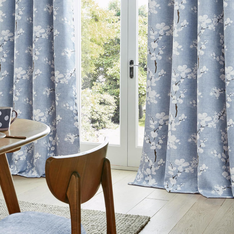 Blackout Floral Curtains For Bedroom, Curtains 63 Inch Length Blossom Flower Patterned For Living Room, Thermal Insulated Farmhouse Drapes, Grommet Top 2 Panels